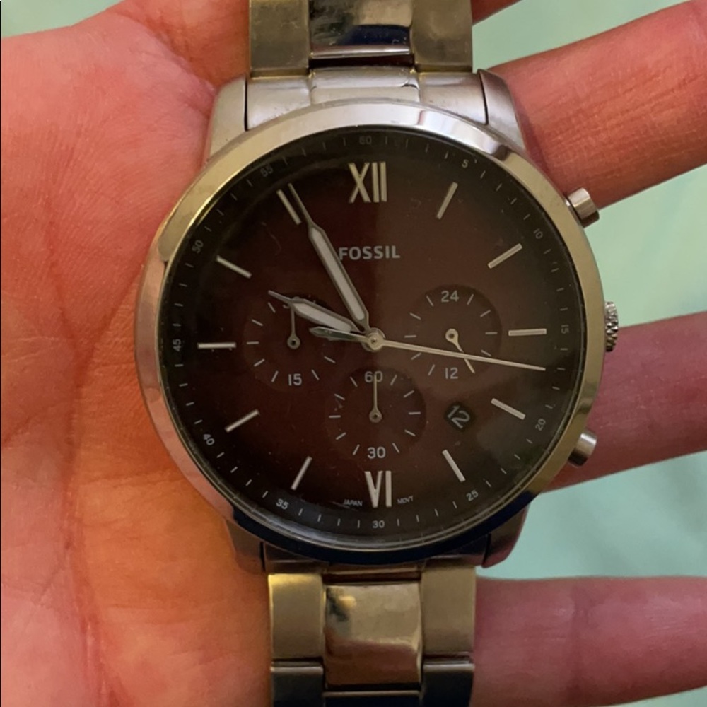Men’s Sterling Silver Fossil Watch